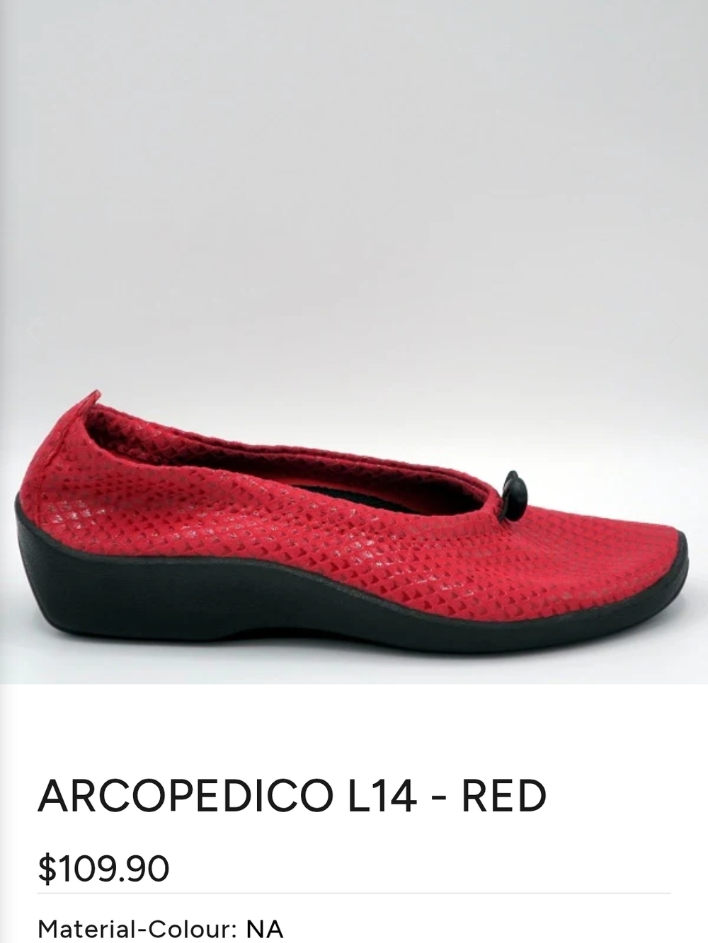 Arcopedico L14 Red Women's Comfort Slip-On NWOT